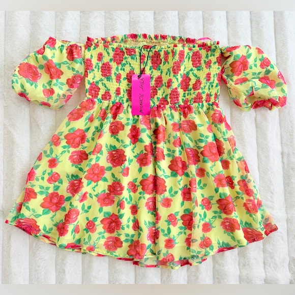 Betsey Johnson Yellow Floral Mini Dress NWT - Picture 3 of 9